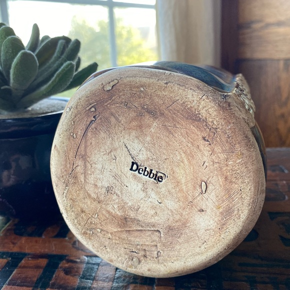 Studio Pottery Blue Daisy Vase Crock EUC - Picture 8 of 8